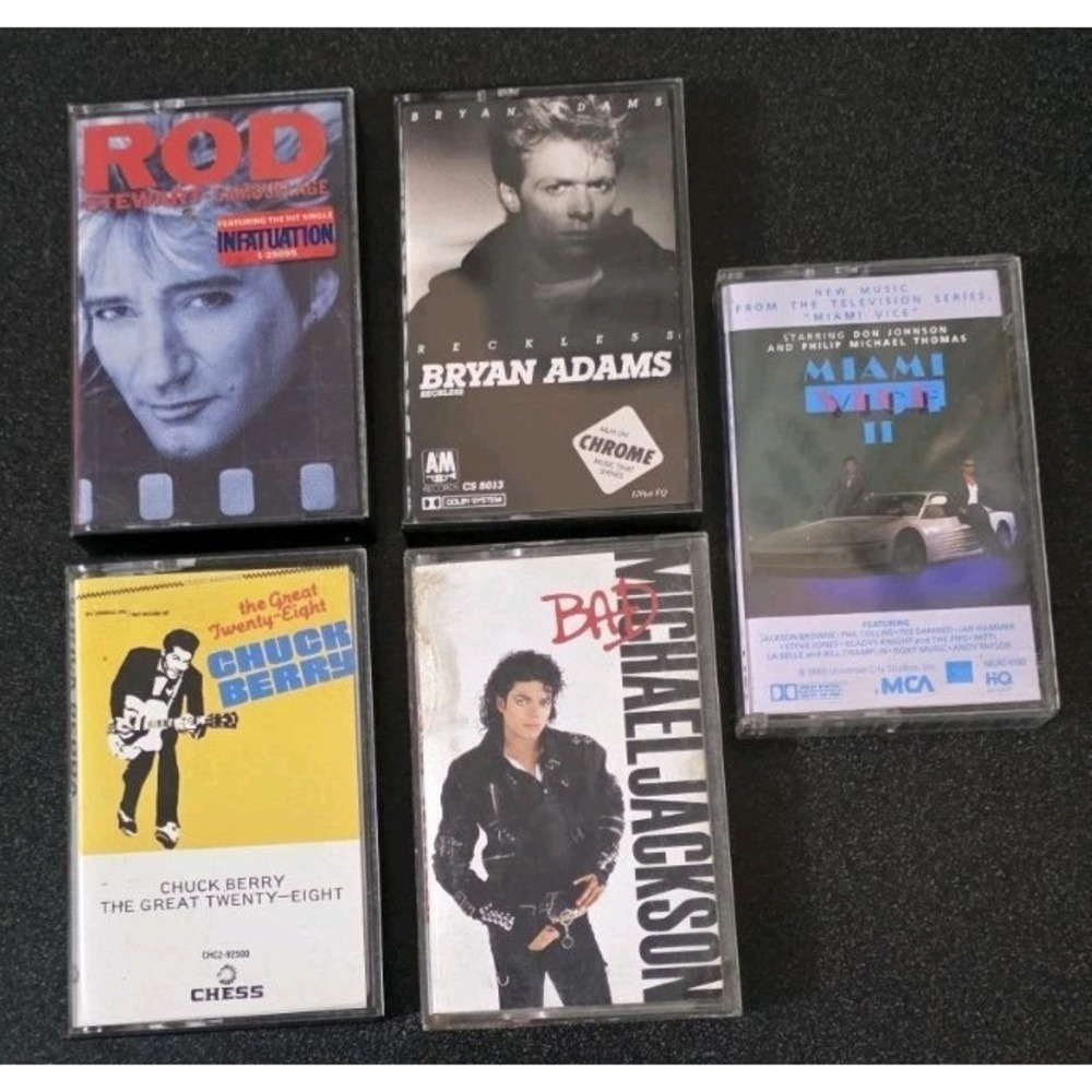 Vintage Chuck Berry Rod Stewart Bryan Adams Michael Jackson Miami Vice 80s Tapes